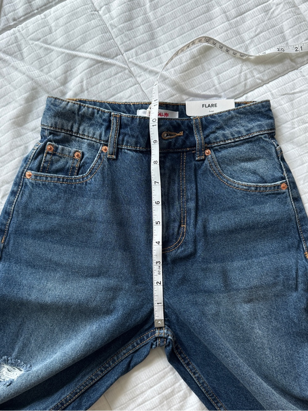 Don’t Call Me Jennyfer y2k distressed medium wash high rise flare jeans size 2 - Picture 7 of 10